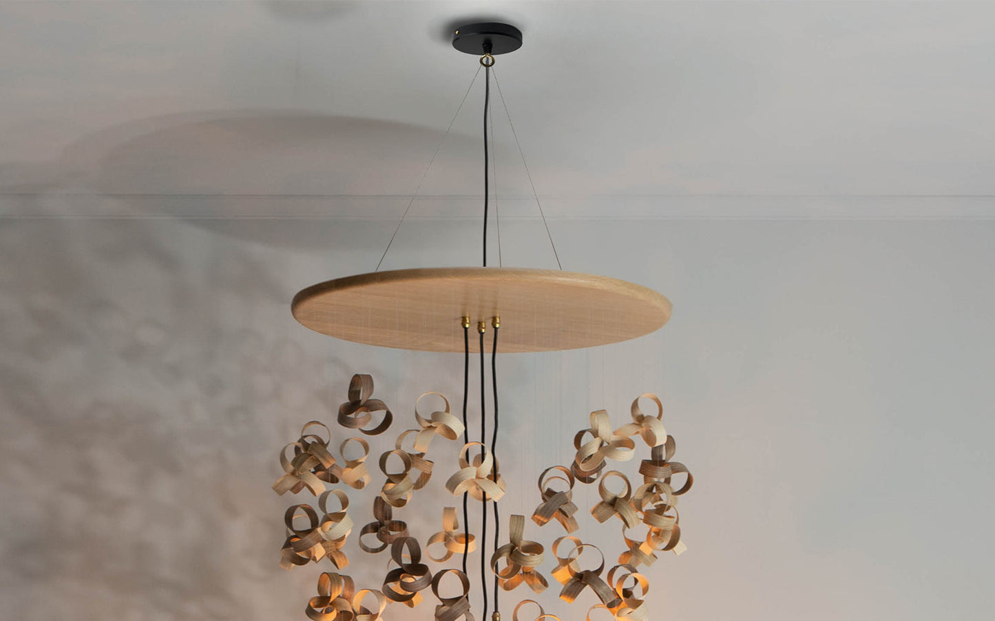 Flock Chandelier - oak wood