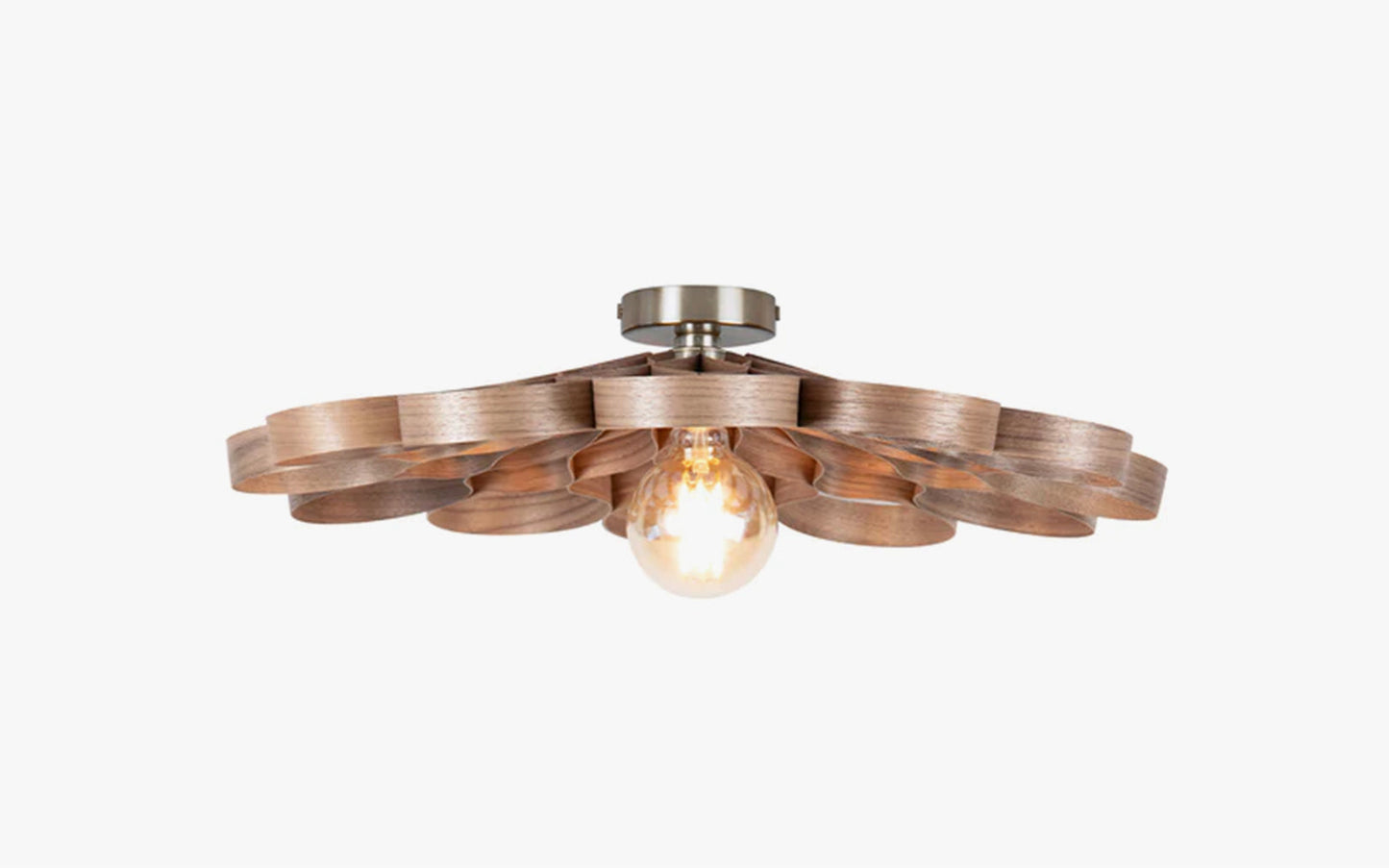 Arame Small Flush Ceiling Light - walnut wood