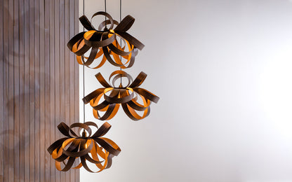 Skipper Pendant - Trio Cluster - oak wood