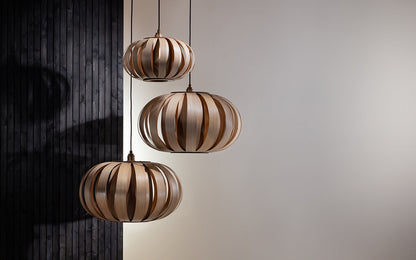 Urchin Pendant Range - Trio Cluster - oak wood