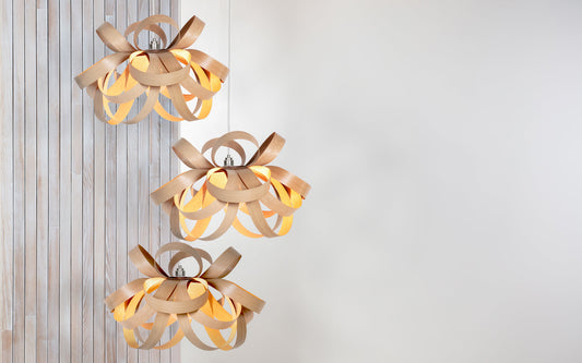 Skipper Pendant - Trio Cluster - oak wood