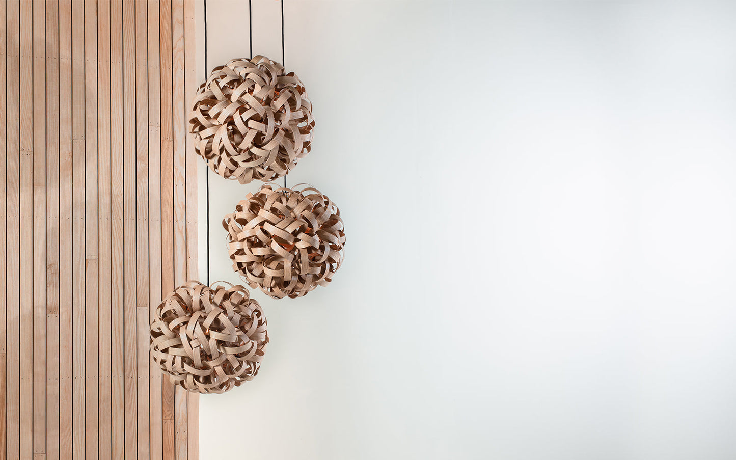 No.1 Pendant - Trio Cluster - oak wood
