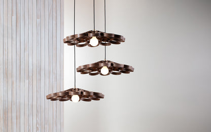 Arame Pendant Small - Trio Cluster - walnut wood