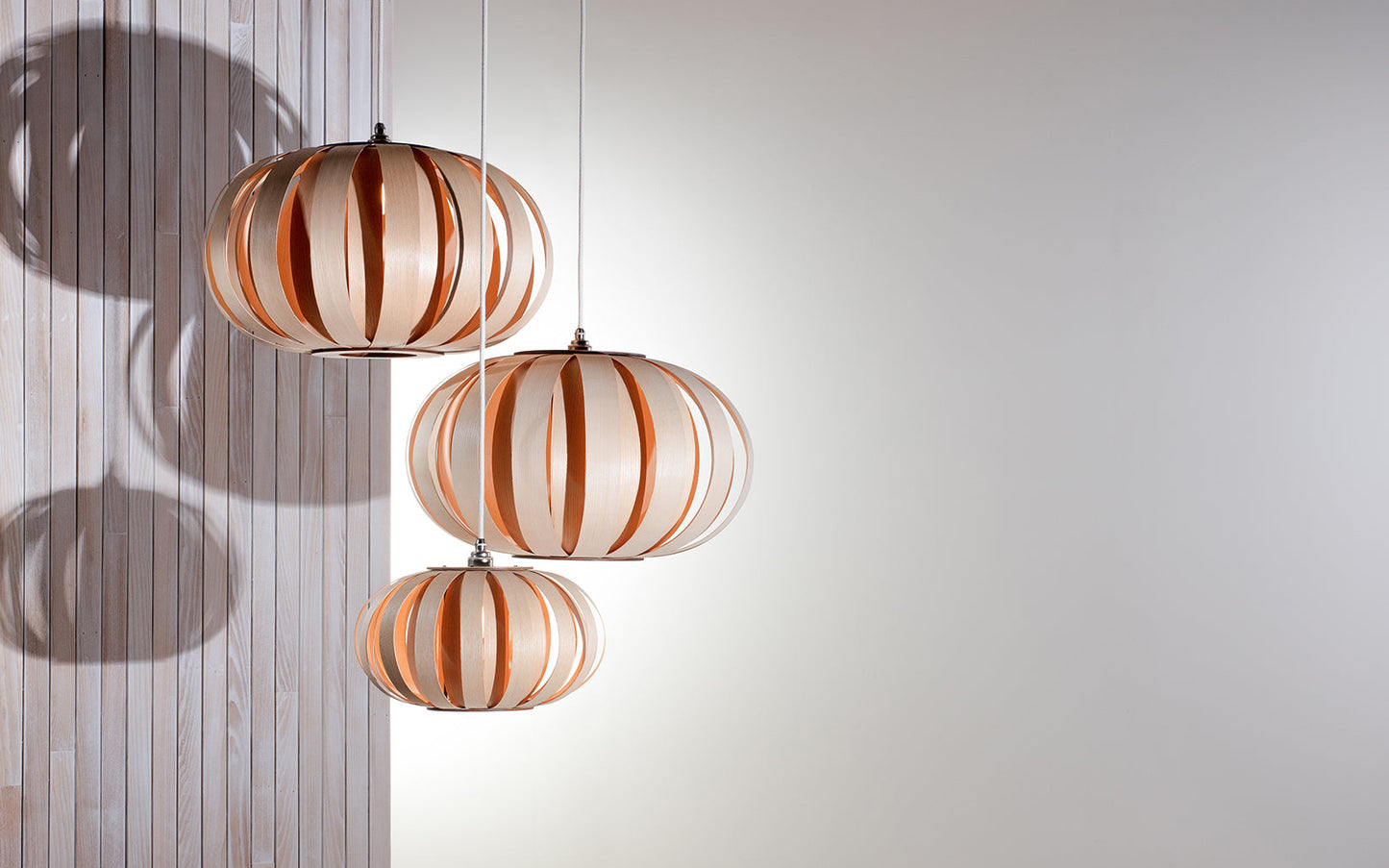 Urchin Pendant Range - Trio Cluster - oak wood