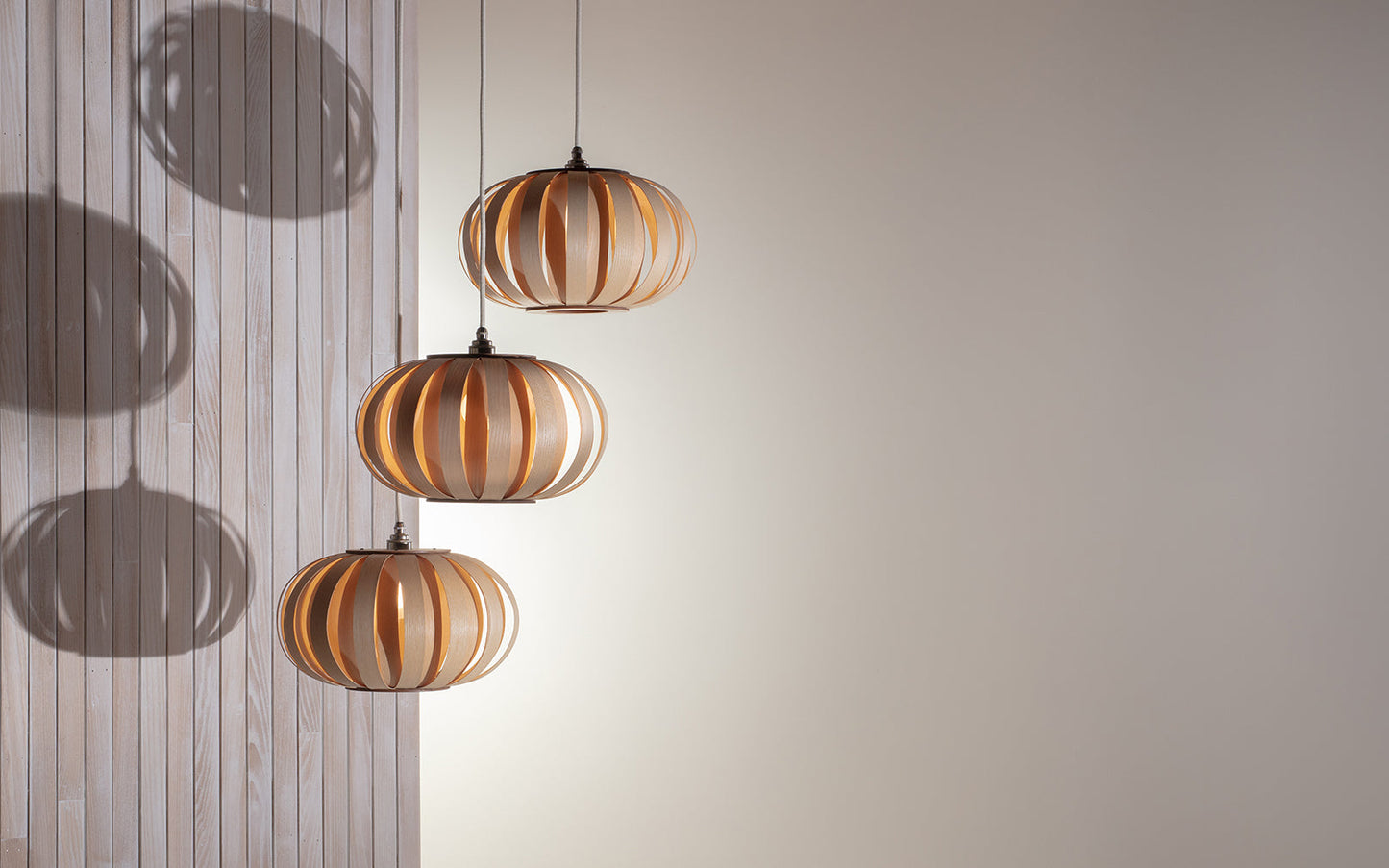 Urchin Pendant Small - Trio Cluster - oak wood