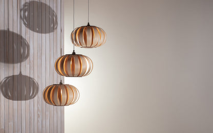 Urchin Pendant Small - Trio Cluster - oak wood