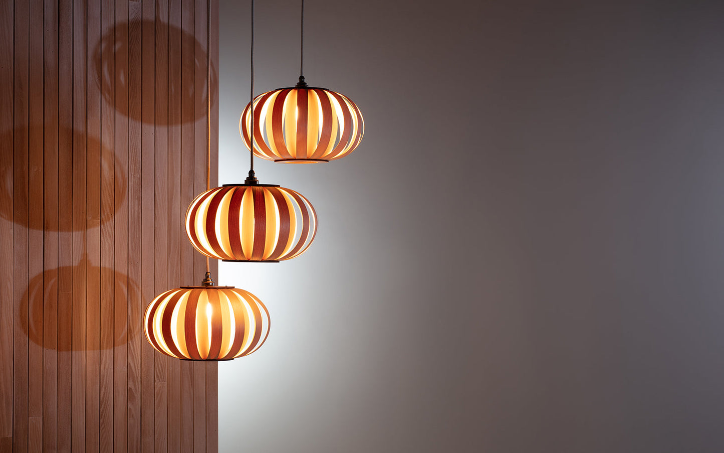 Urchin Pendant Small - Trio Cluster - oak wood