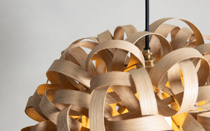 No.1 Pendant Range - Trio Cluster - oak wood