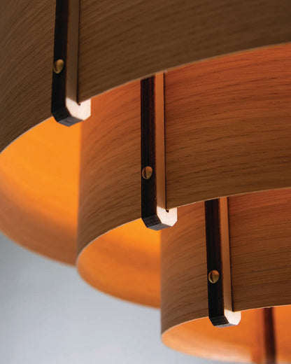 Leven Flush Ceiling Light - oak wood