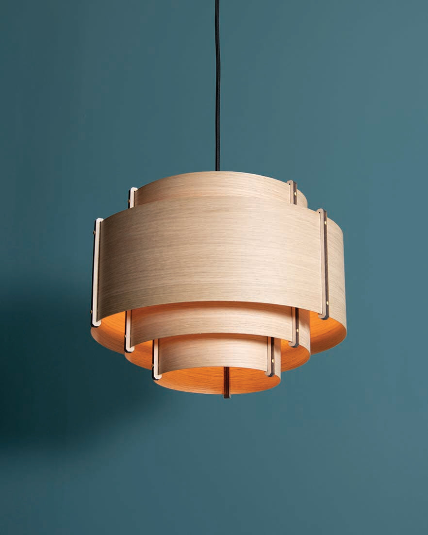 Leven Drum Pendant - oak wood