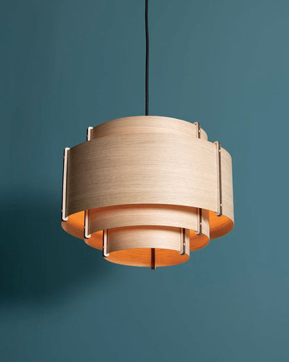Leven Drum Pendant - oak wood