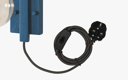 Cove Hanter Wall Light - Falmouth Blue - oak wood