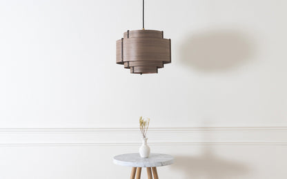 Leven Drum Pendant - oak wood
