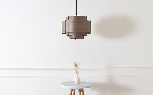 Leven Drum Pendant - oak wood