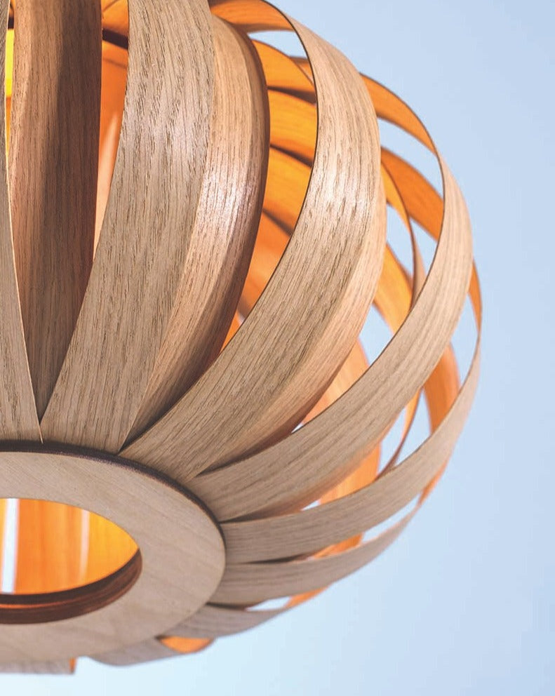 Urchin Small Flush Ceiling Light - oak wood