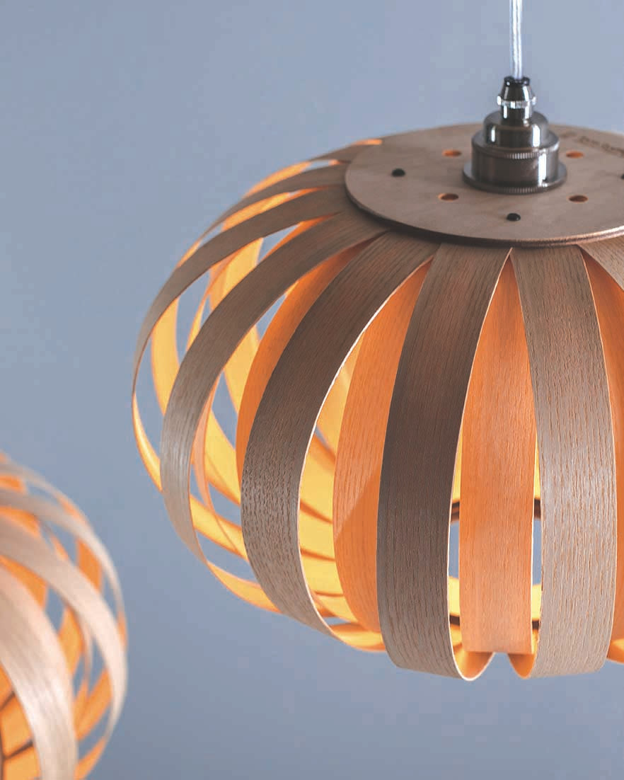 Urchin Pendant Small - Trio Cluster - oak wood