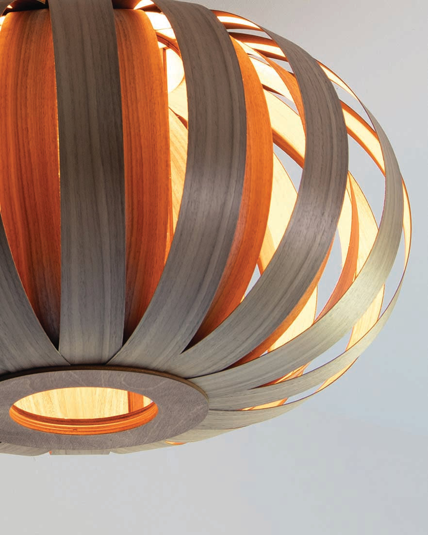 Urchin Flush Ceiling Light - oak wood