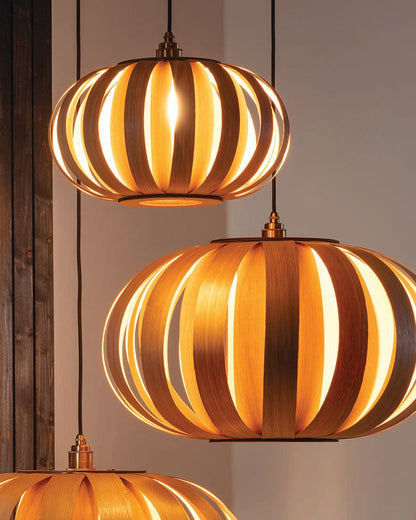 Urchin Pendant Range - Trio Cluster - oak wood