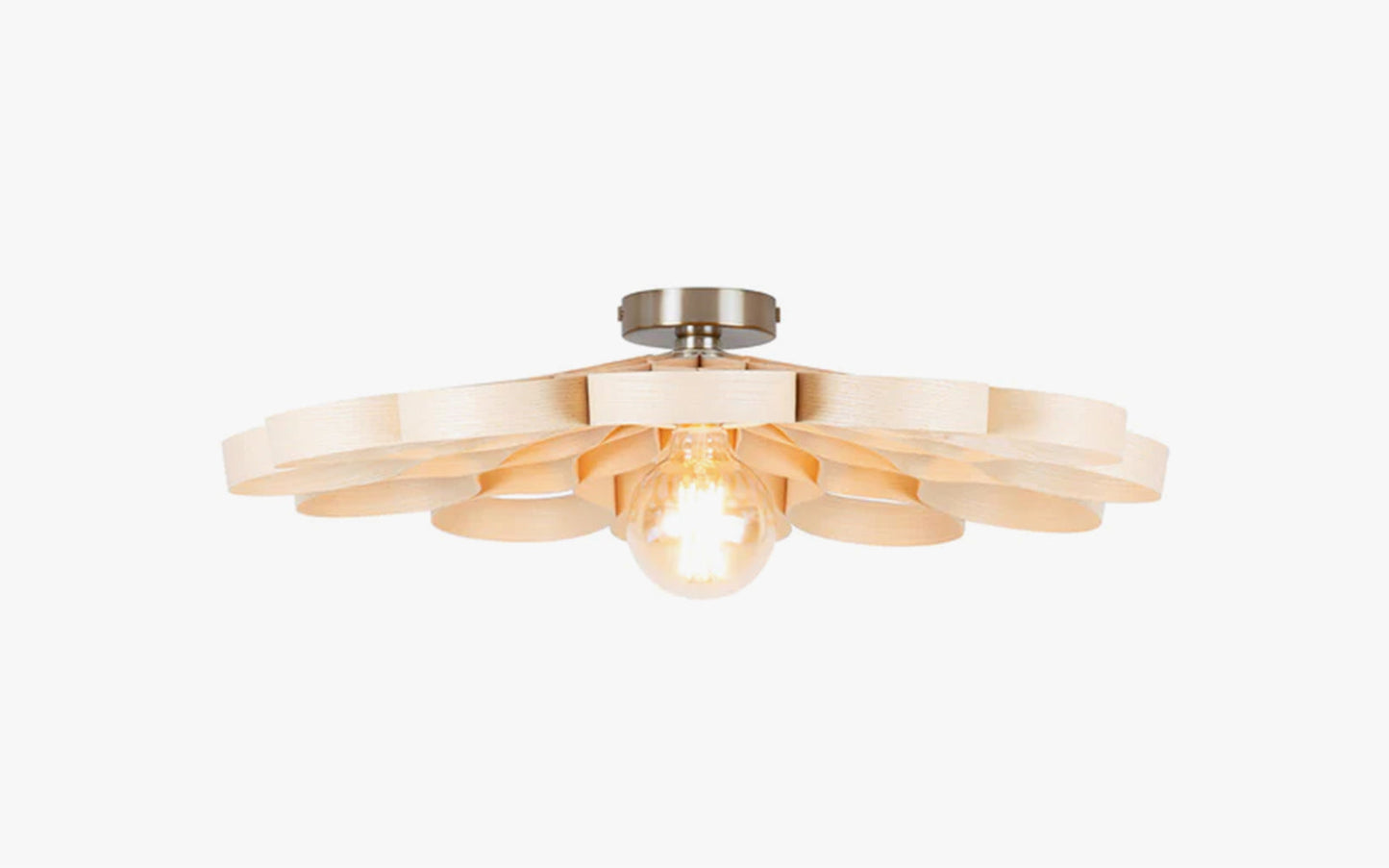 Arame Small Flush Ceiling Light - walnut wood