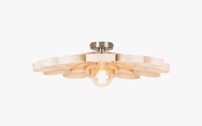 Arame Small Flush Ceiling Light - walnut wood