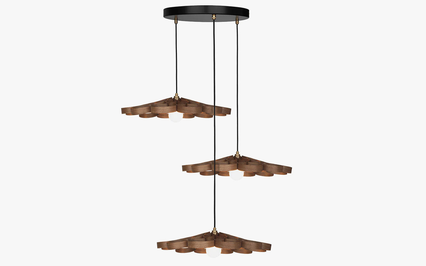 Arame Pendant Small - Trio Cluster - walnut wood