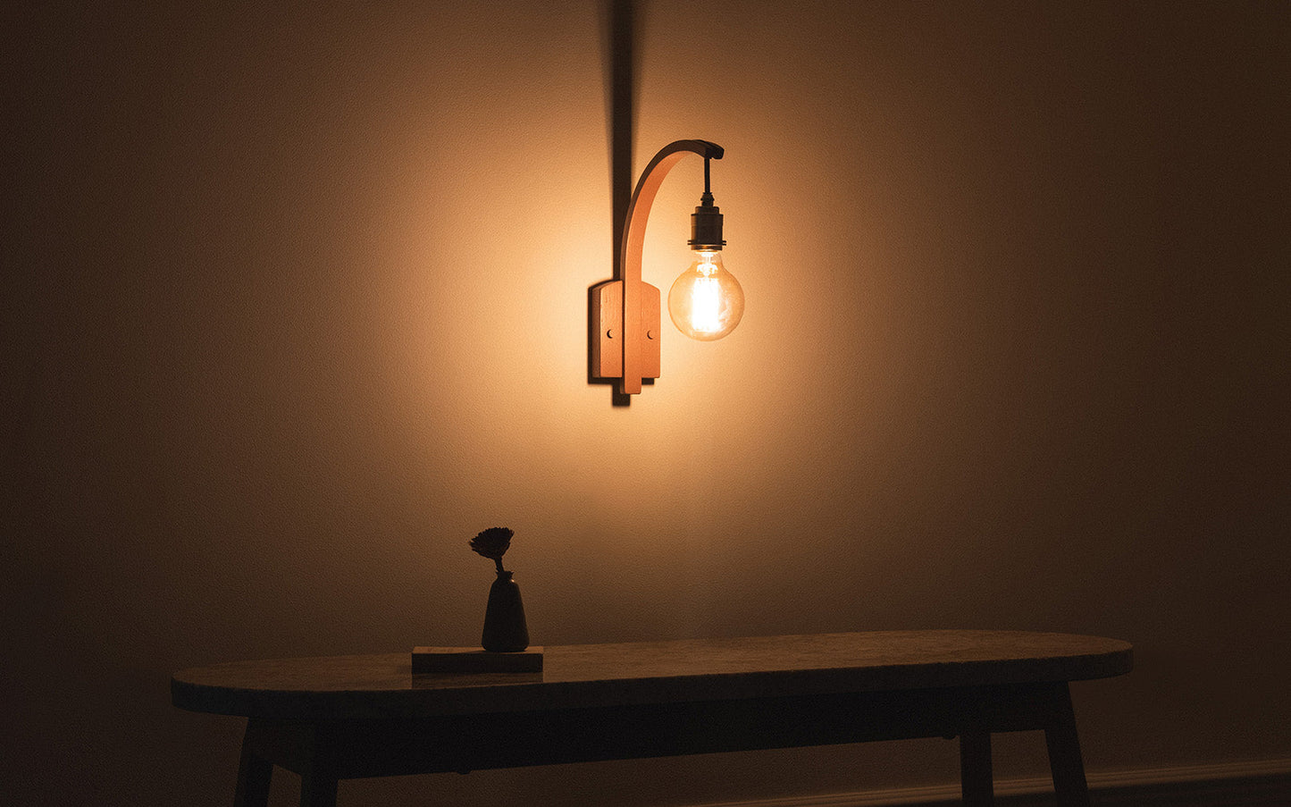 Cove Hanter Wall Light - Falmouth Blue - oak wood