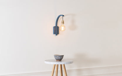 Cove Hanter Wall Light - Falmouth Blue - oak wood