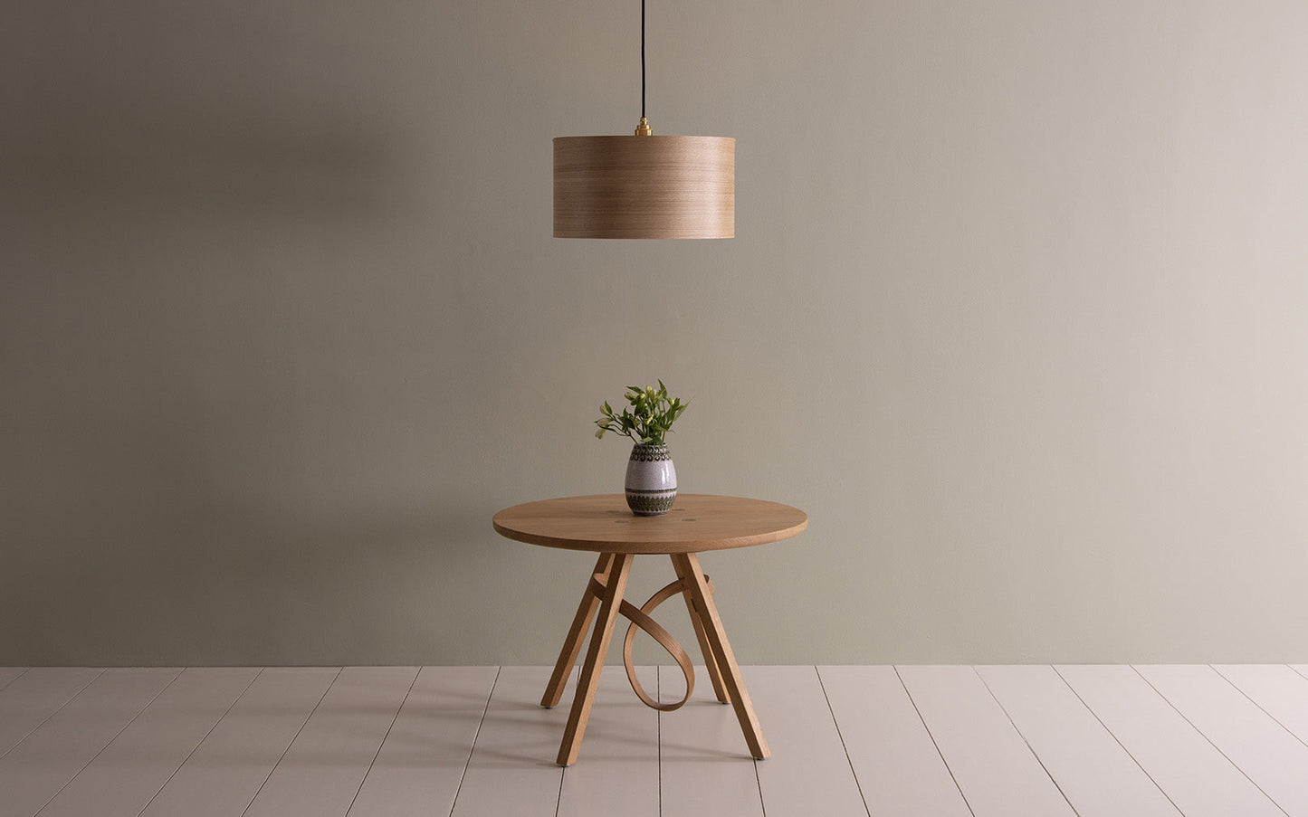 Kanna Drum Pendant Large - oak wood