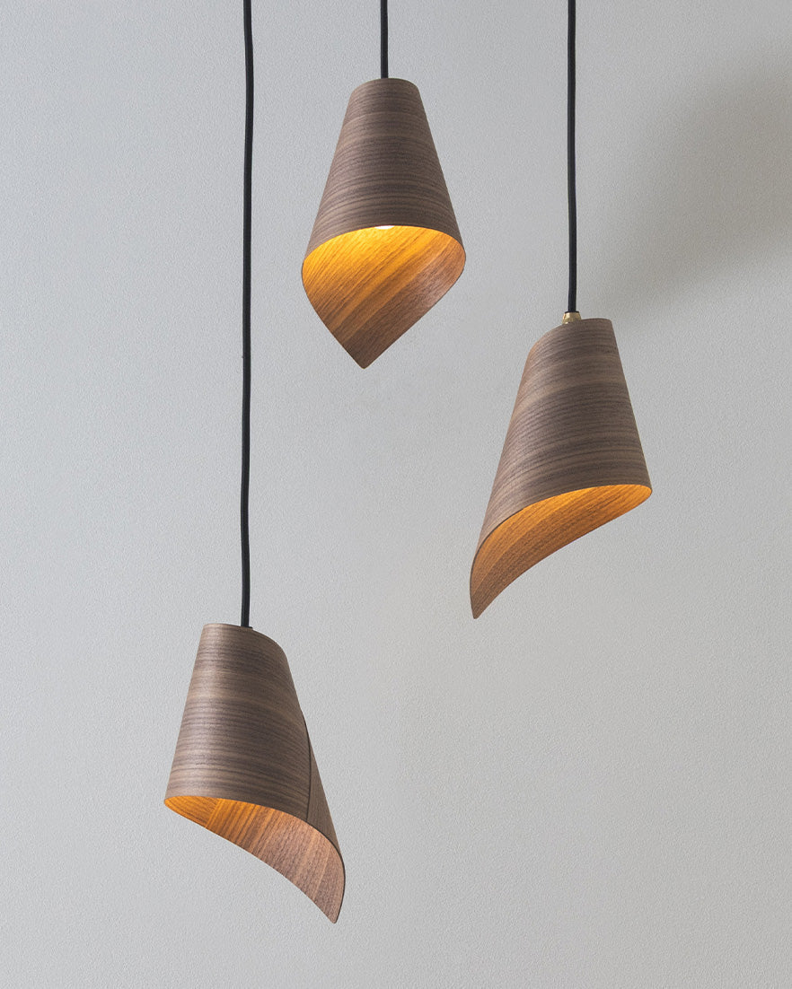Keel Pendant - Trio Cluster - oak wood