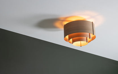 Leven Flush Ceiling Light - oak wood