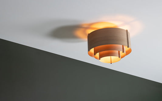 Leven Flush Ceiling Light - oak wood