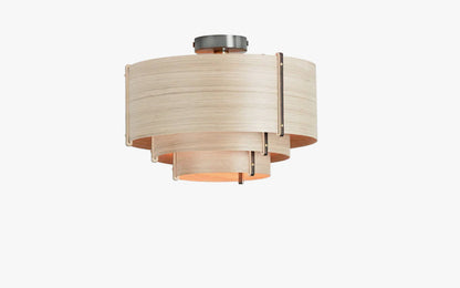 Leven Flush Ceiling Light - oak wood