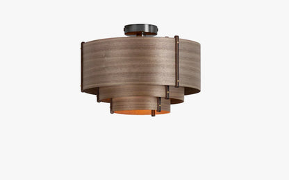 Leven Flush Ceiling Light - oak wood
