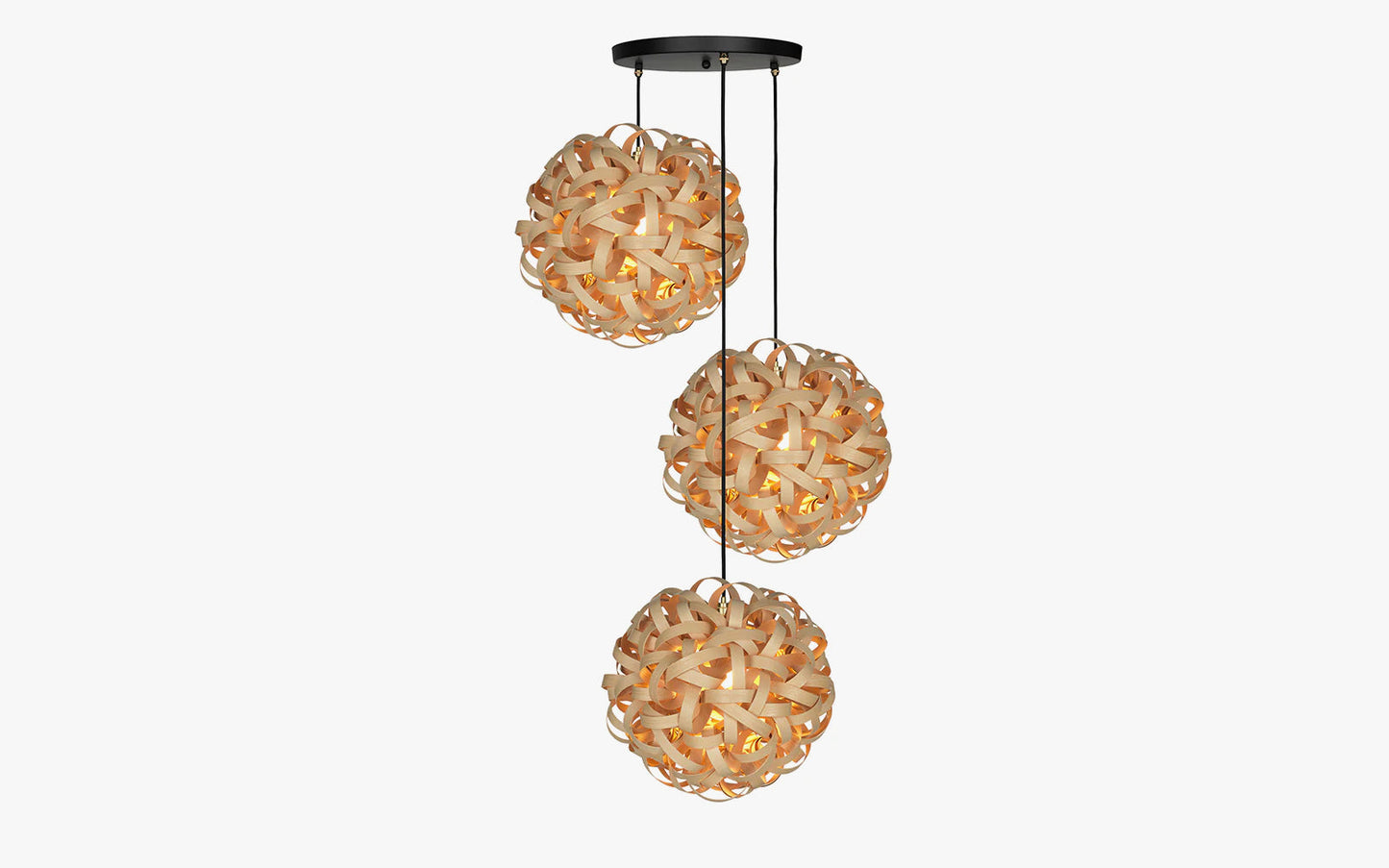 No.1 Pendant - Trio Cluster - oak wood