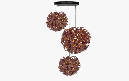 No.1 Pendant Range - Trio Cluster - oak wood