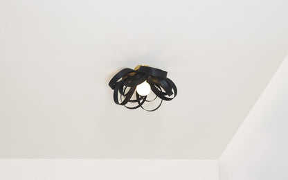 Noctis Skipper Small Flush Ceiling Light - wood