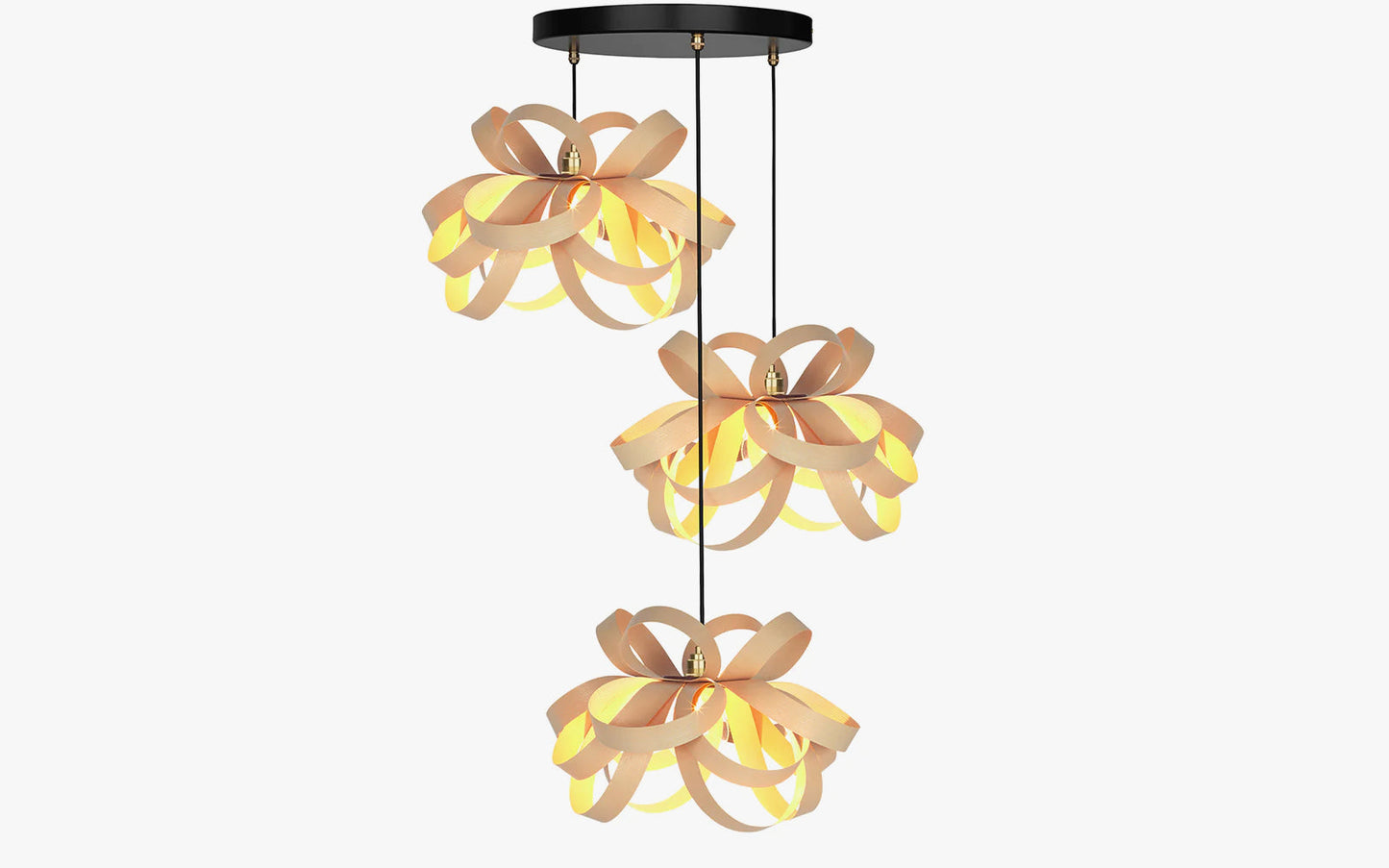 Skipper Pendant - Trio Cluster - oak wood