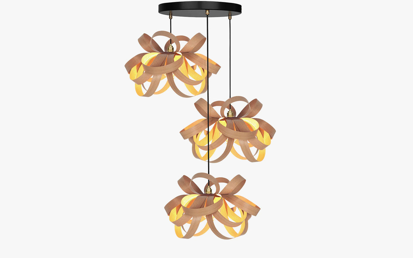 Skipper Pendant - Trio Cluster - oak wood
