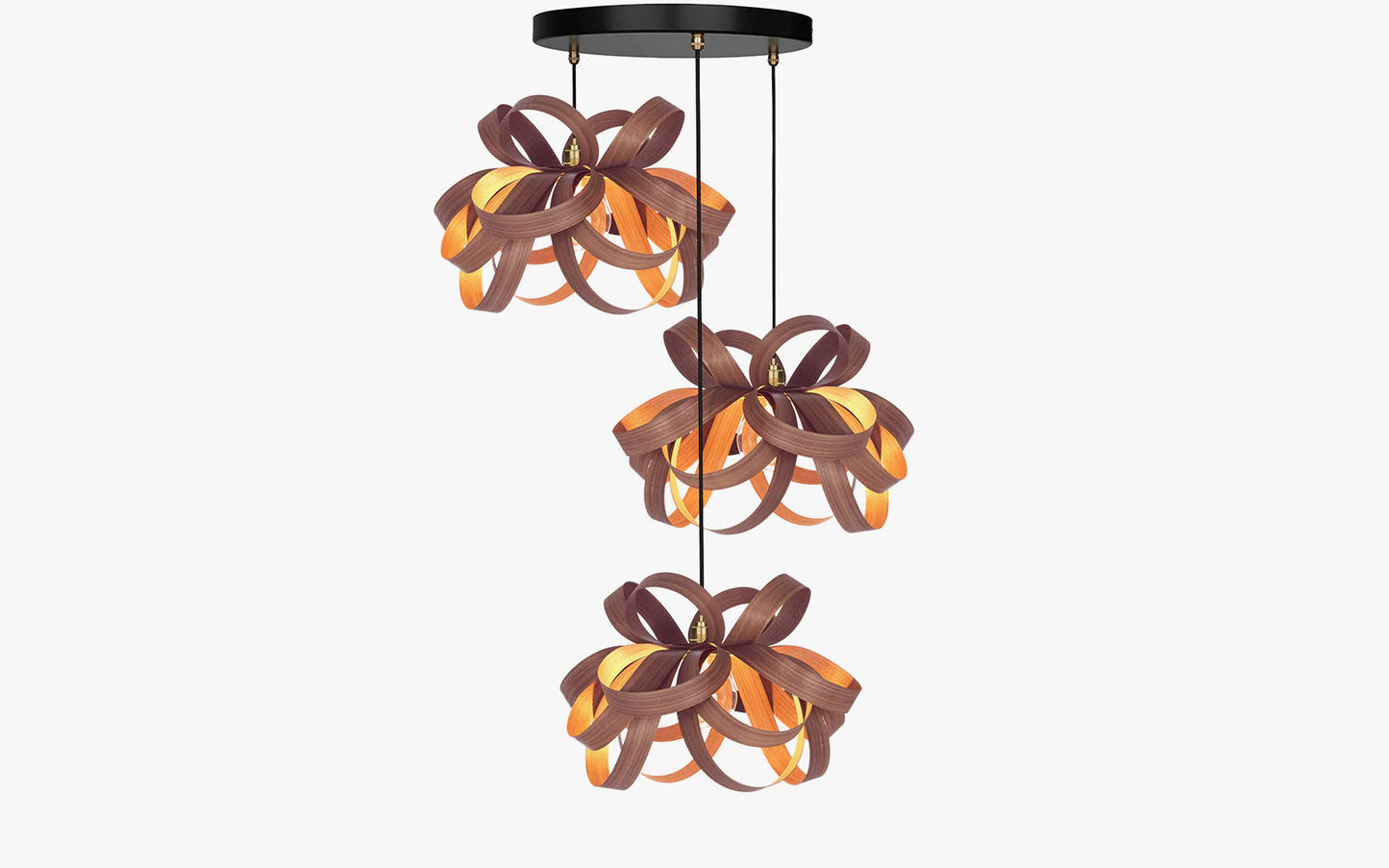 Skipper Pendant - Trio Cluster - oak wood