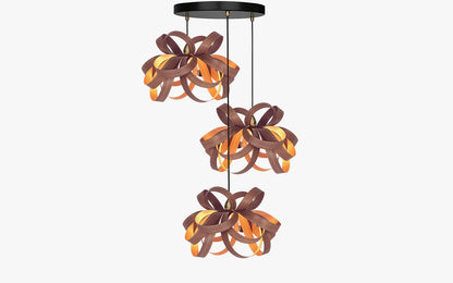 Skipper Pendant - Trio Cluster - oak wood