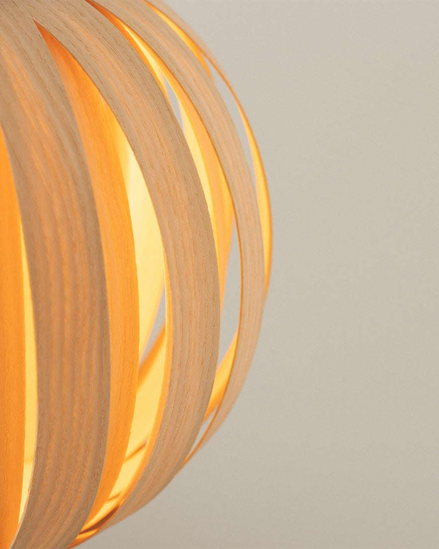 Urchin Globe Pendant - oak wood