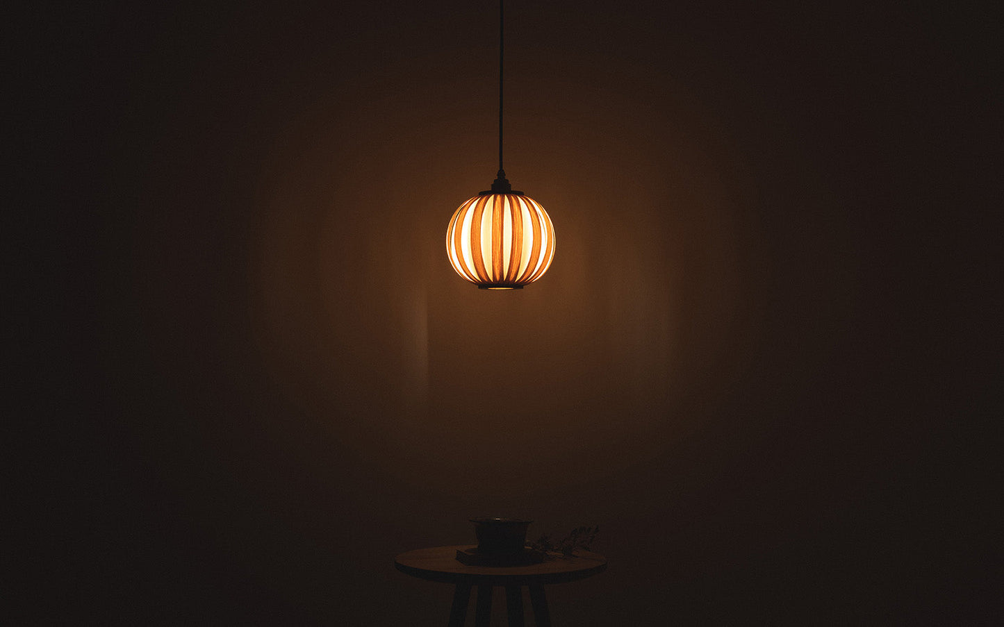 Urchin Globe Pendant - oak wood