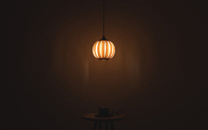 Urchin Globe Pendant - oak wood