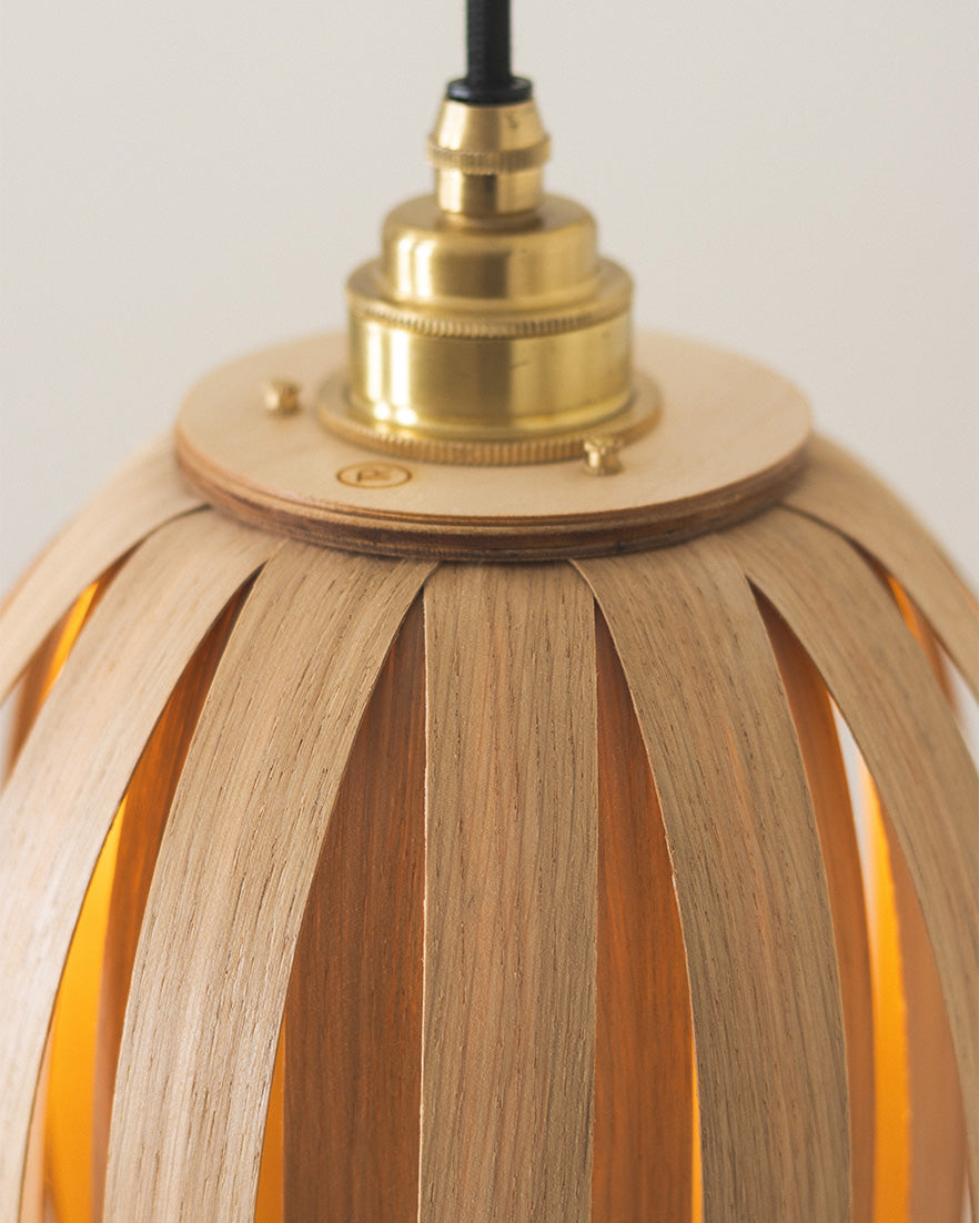 Urchin Oval Pendant - oak wood