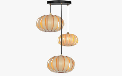 Urchin Pendant Range - Trio Cluster - oak wood