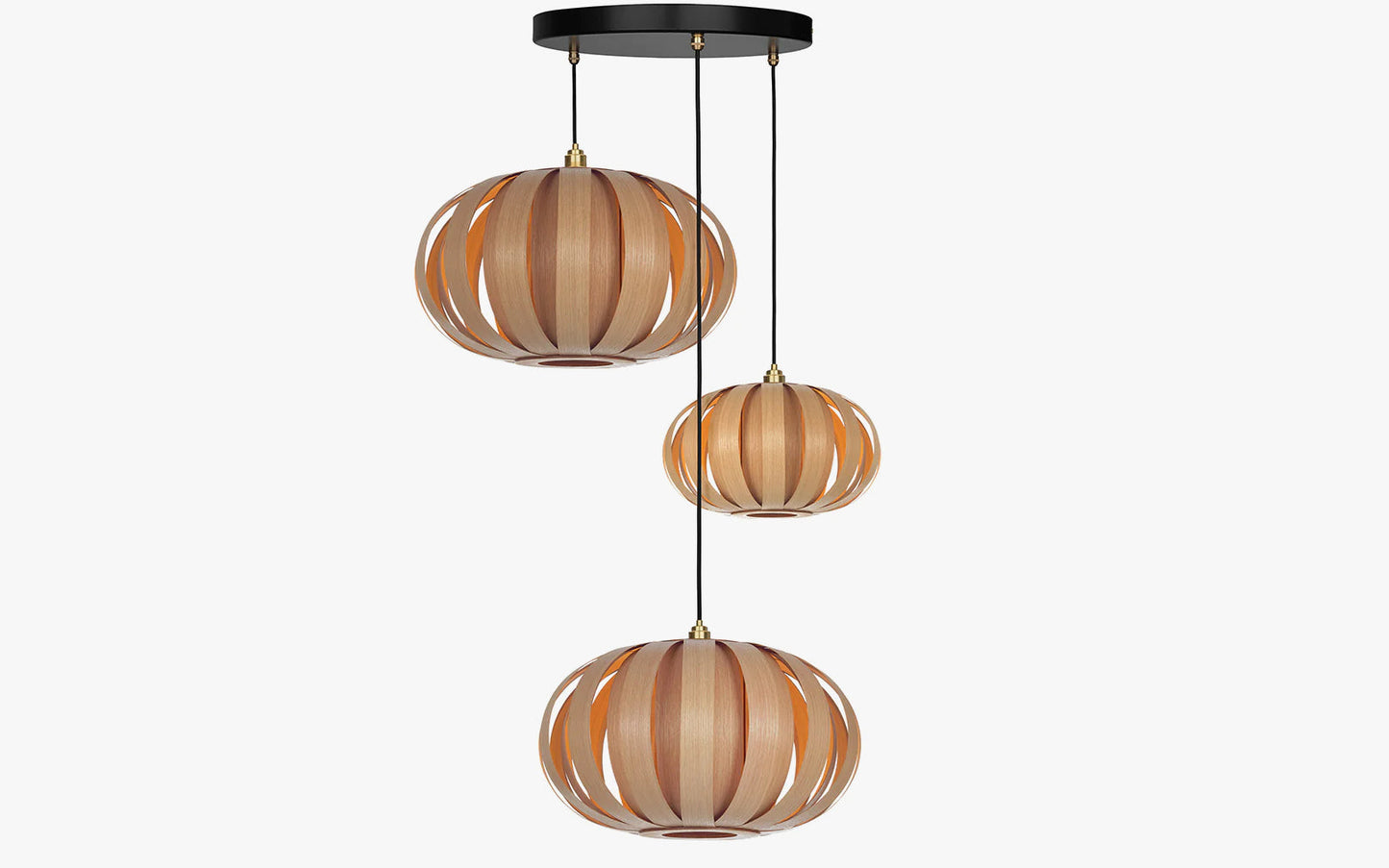 Urchin Pendant Range - Trio Cluster - oak wood