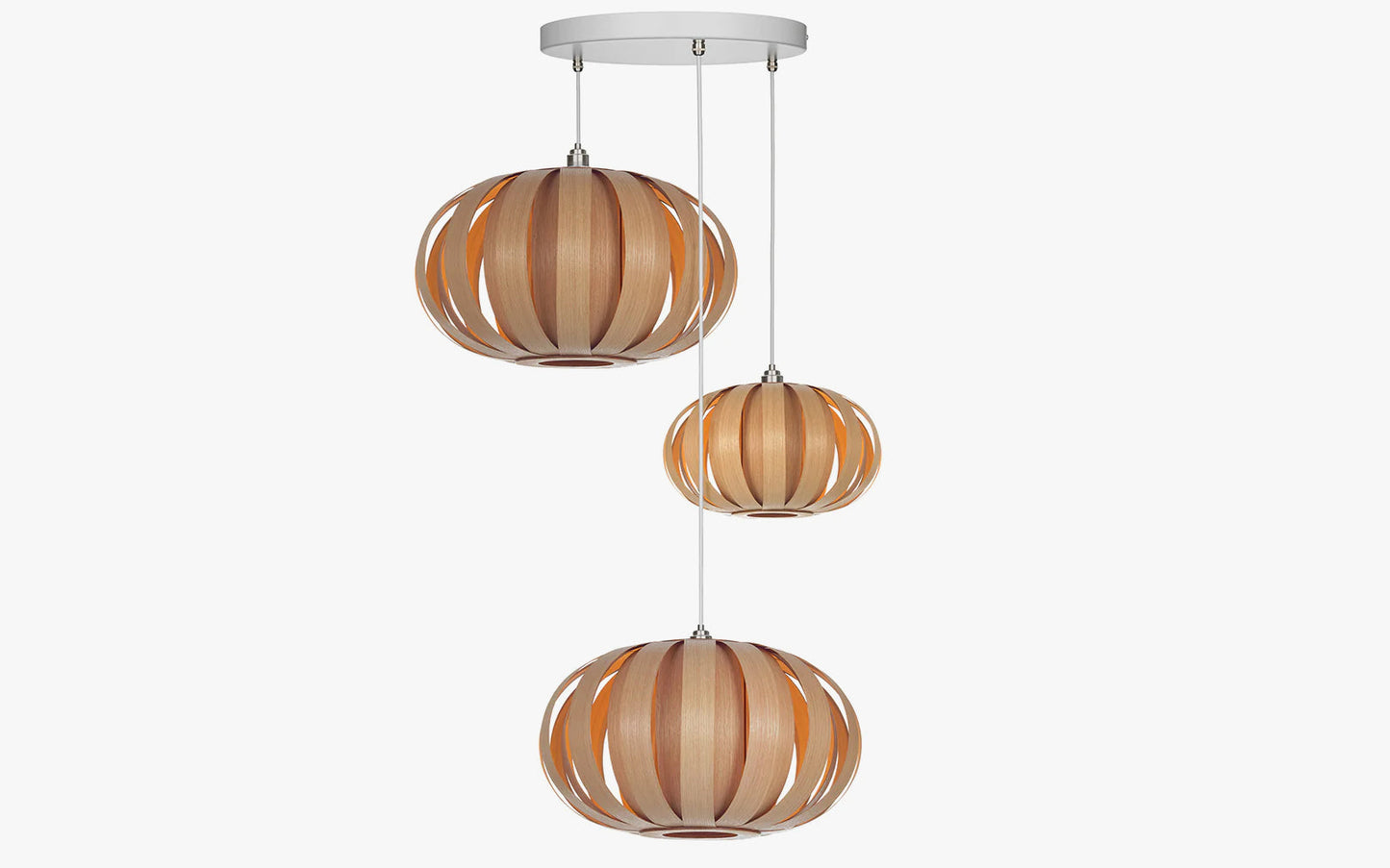 Urchin Pendant Range - Trio Cluster - oak wood
