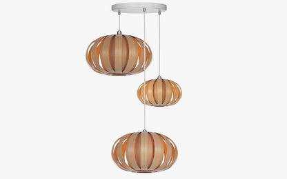 Urchin Pendant Range - Trio Cluster - oak wood