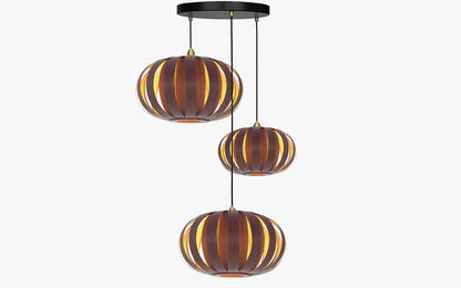Urchin Pendant Range - Trio Cluster - oak wood
