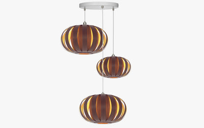 Urchin Pendant Range - Trio Cluster - oak wood